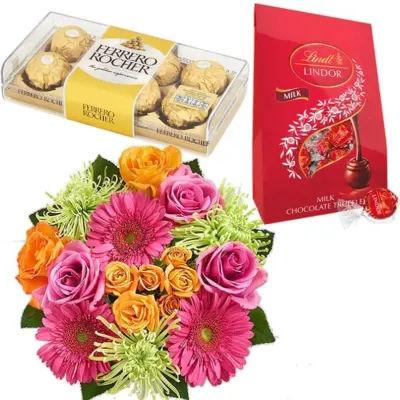Chocolates With Mixed Flowers