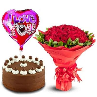 Choco Cake With Red Roses