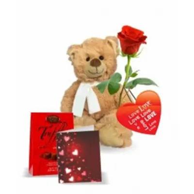 Rose Truffles Card With Teddy