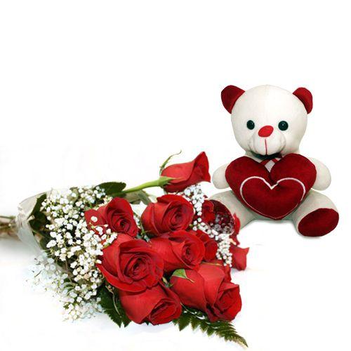 Adorable Flower and Teddy Combo