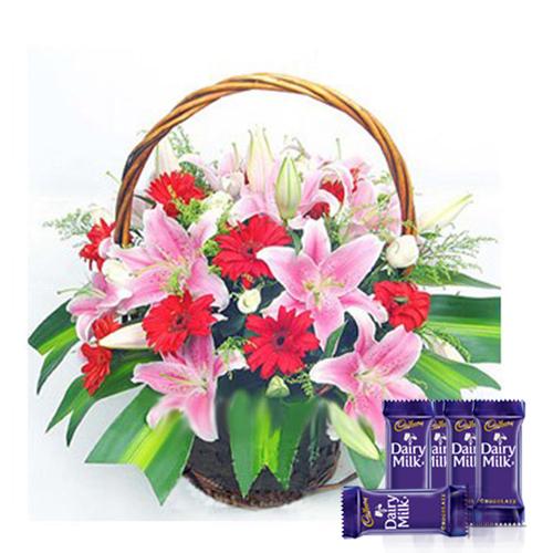Lilies Basket - Dairy Milk Combo