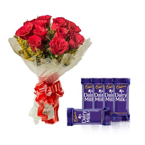 Seduction in Red Flower- Dairy Milk Combo