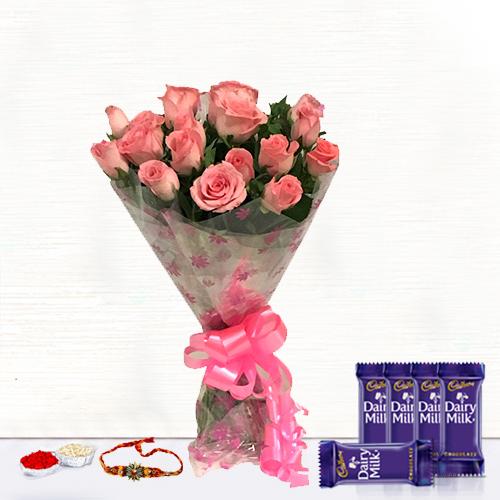 Pink Charm - Rakhi & Dairy Milk 