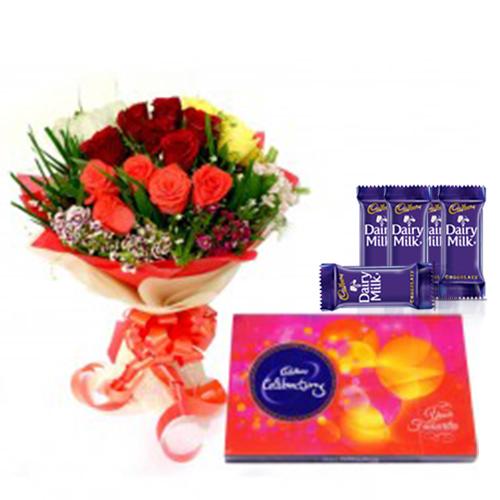Roses Flower & Dairy Milk Chocolate -Combo