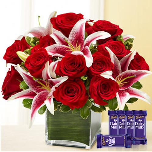 Elegant Pink and Red - Dairy Milk Combo