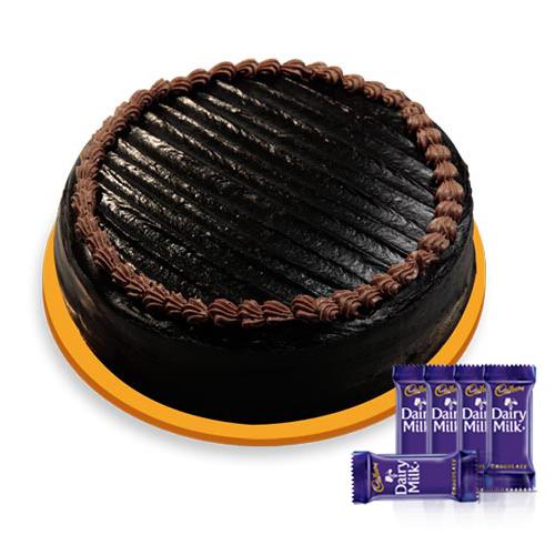 Chocolate Truffle Cake half kg - Dairy Milk Combo