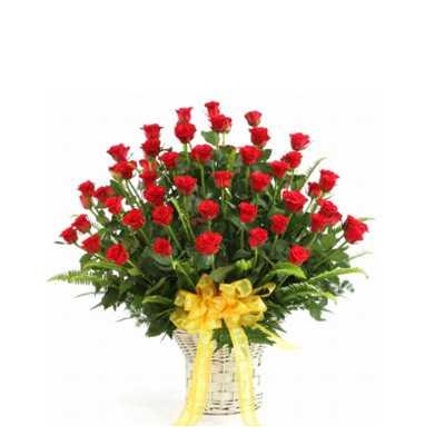 40 Roses Flower Basket