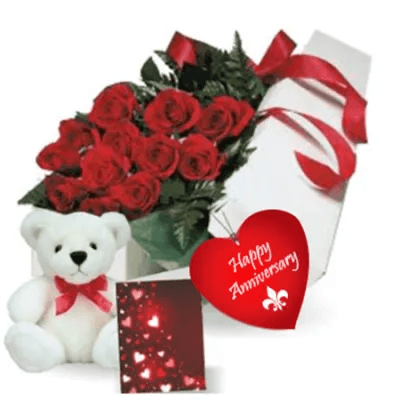 Rose Gift Box With Teddy Bear