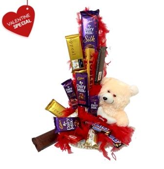 Chocolate and Teddy Basket Combo