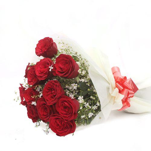 Dozen of Roses Flower - In Tissue Wrap