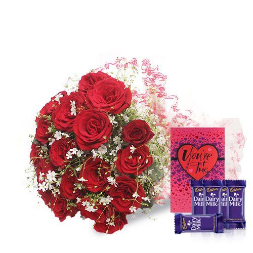 Just for Love with Dairy Milk Chocolates and A Greeting Card Combo