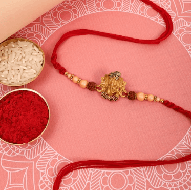 Fancy Ganesha Rakhi with Roli & Chawal