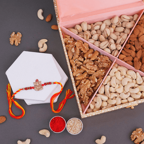 Blessed Ganesha Rakhi and Nut Selection
