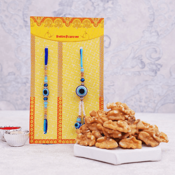 Talisman Evil Eye Bhaiya Bhabhi Rakhi and Nutty Bag