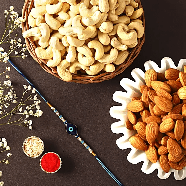 Protective Evil Eye Rakhi with Nut Delights