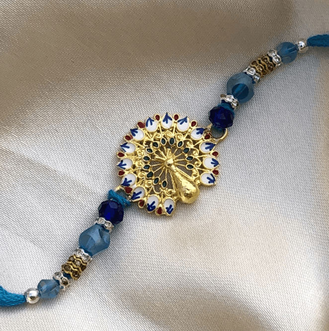 Golden Plumage Peacock Rakhi