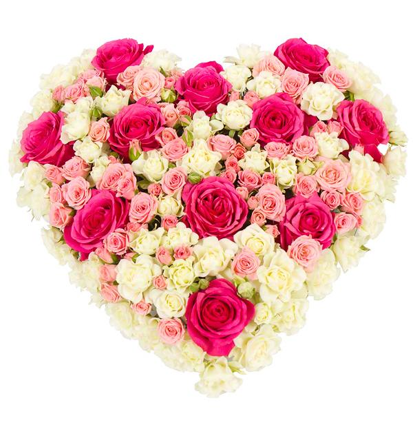 Subdued Roses Flower Heart Shape Arrangement