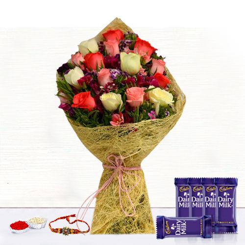 Roses For Her - Rakhi & Dairy Milk