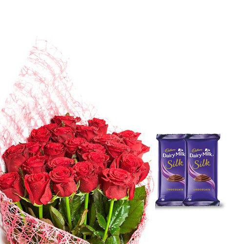 Bunch of Red Roses - Silk Collection Combo