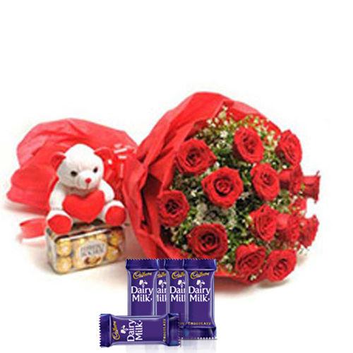Rakhi Collection Of Chocolates & Roses - Dairy Milk 