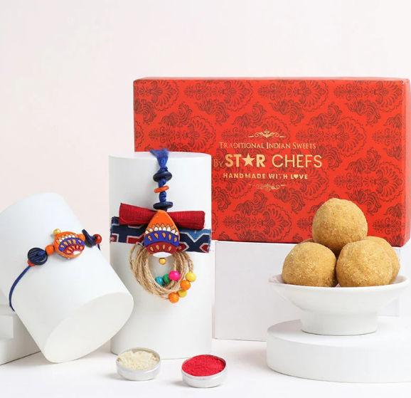 Festive Bhaiya Bhabhi Rakhi Pair with Tasty Besan Ladoo