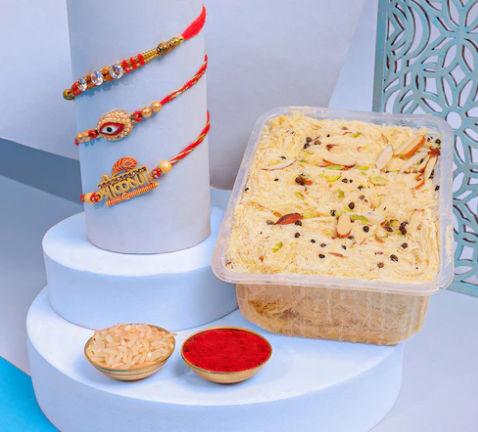 3 Designer Rakhi With Soan Papdi