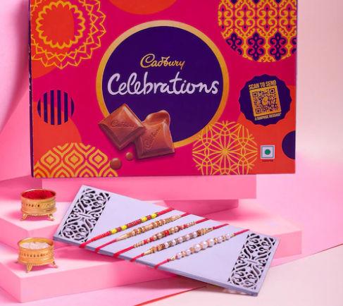 Elegant Pearl Rakhi with Cadbury Celebrations