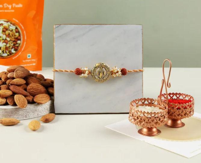 Pious Bead and Ganesha Rakhi Gift Box