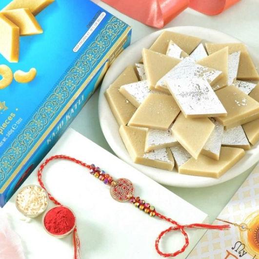 Delightful Cashew Sweets with Ravishing Rakhi
