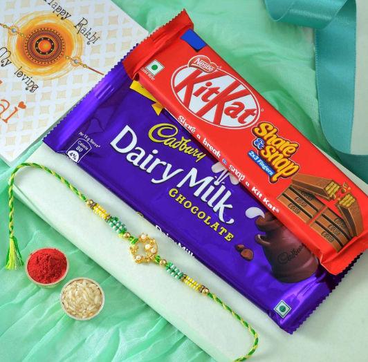 Scented Rakhi accompanied by Chocolates