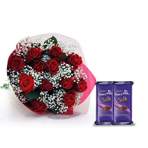Romantic Rose Bouquet - Silk Collection Combo