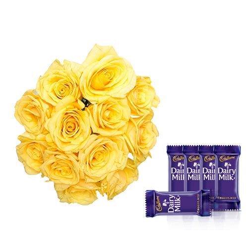 Caring Roses Flower - Dairy Milk Combo