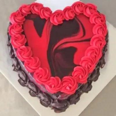 Heart Shape Red Marble Cake