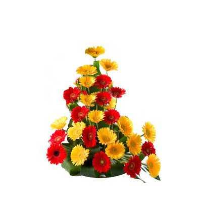20 Mixed Gerberas Flower Basket Arrangement