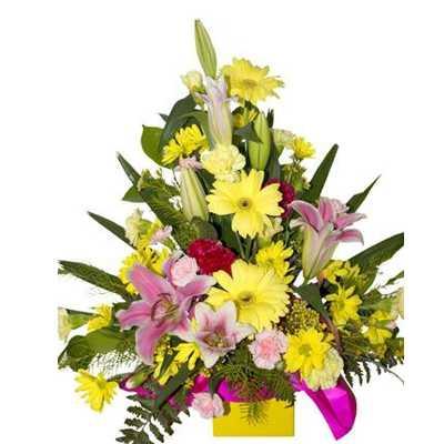 Yellow and pink Flower arrangement