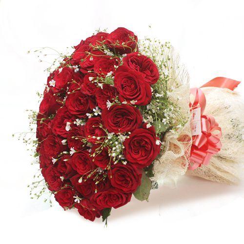 50 Shades Of Red Flower - In Jute Wrap