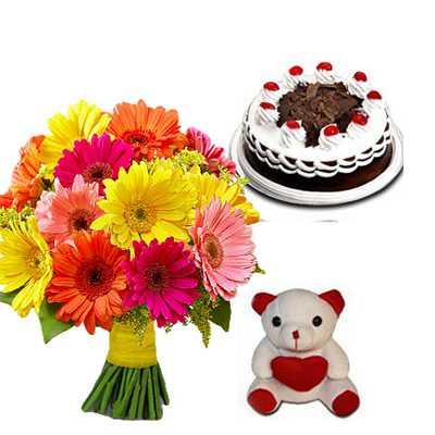 Classic Gerberas Flower with cake Combo