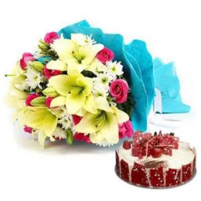 Mix Flowers And Cake
