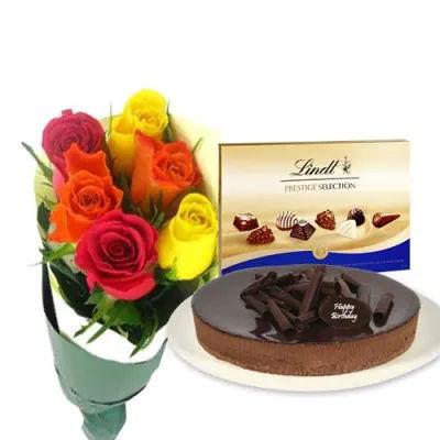 Mix Roses With Cake And Lindt Chocolate