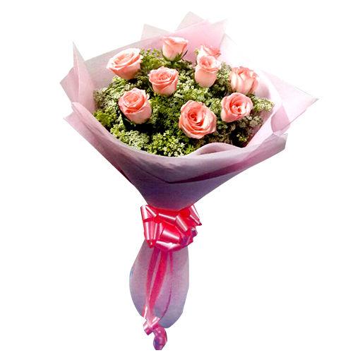 Beautiful Pink Roses Flower in Tissue wrap