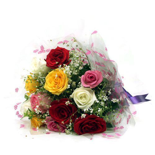 12 Roses of Mixed Colors Flower