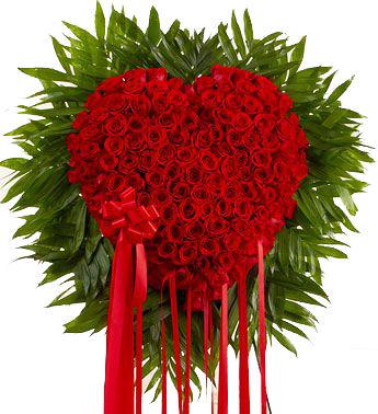Red Roses Flower Heart Shaped Arrangement