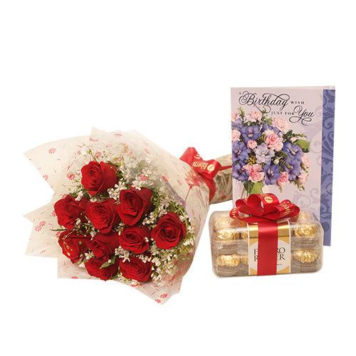 A Rich Combo of Roses, Ferrero Rocher and Card
