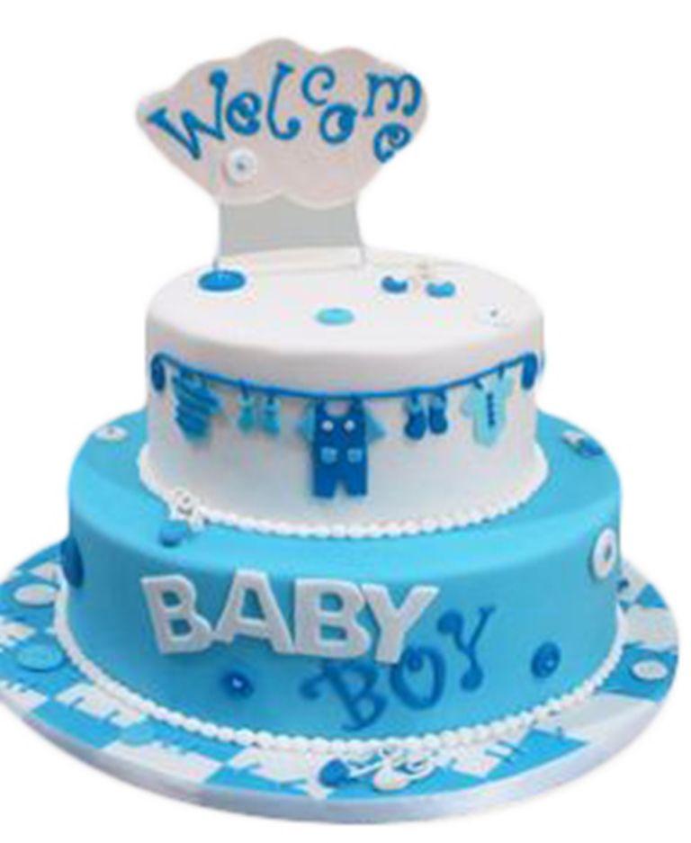Welcome Baby Boy Fondant Cake