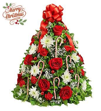 Exuberant Christmas Tree - Front Decorated Flower Arrangement