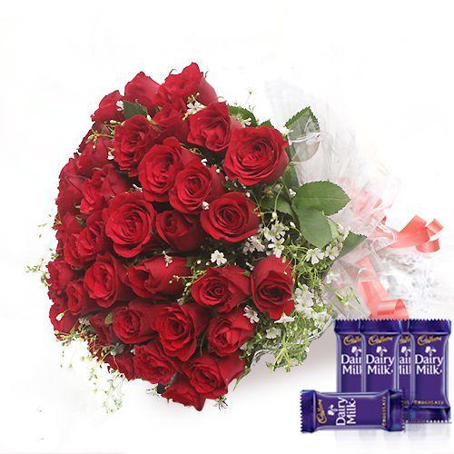 A Classic Rose Collection with Dairy Milk Chocolates Combo