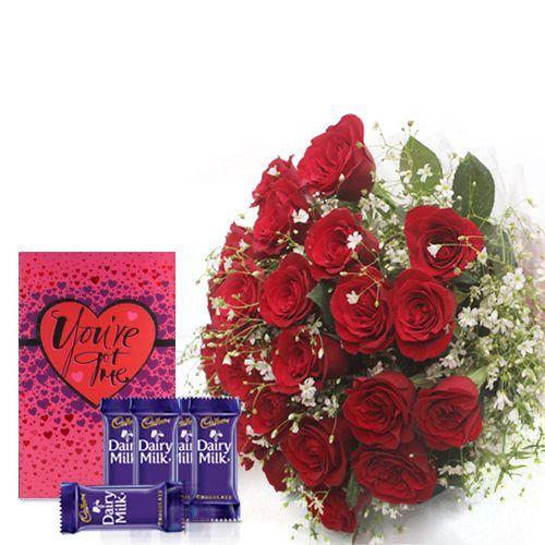 Full of Romance with Dairy Milk Chocolates and A Greeting Card Combo