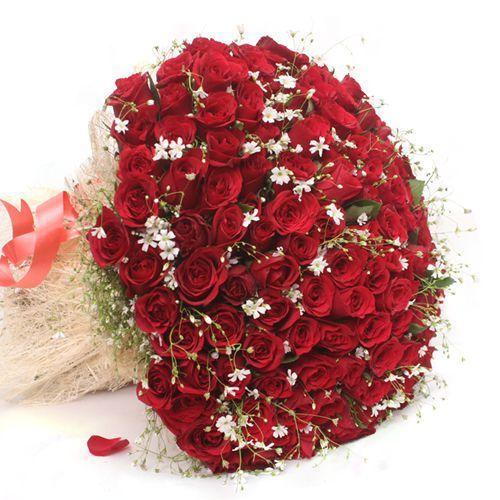 Collection Of 200 Roses Flower - In Jute Wrap