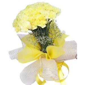 Bunch of 10 Yellow Carnations Flower