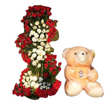 Teddy and Roses For You Flower Combo